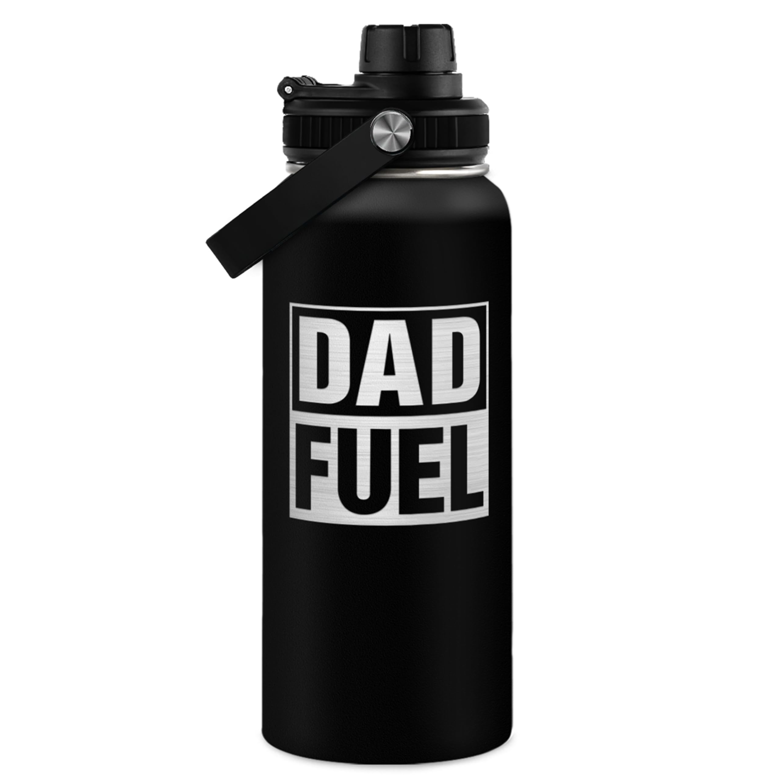SANDJEST Dad Water Bottle 32oz front view for reliable hydration on the go.