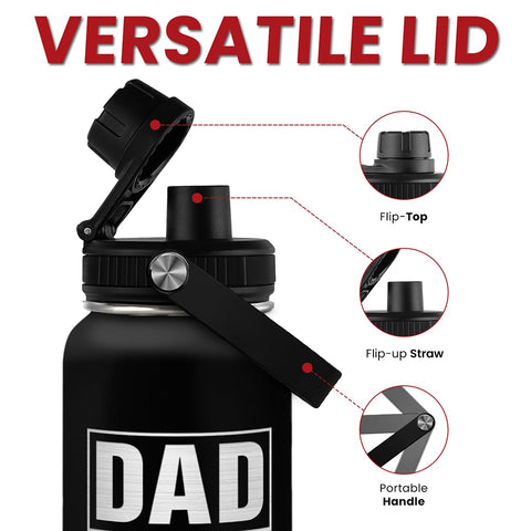 SANDJEST Dad Water Bottle 32oz insulated body maintaining beverage temperature.