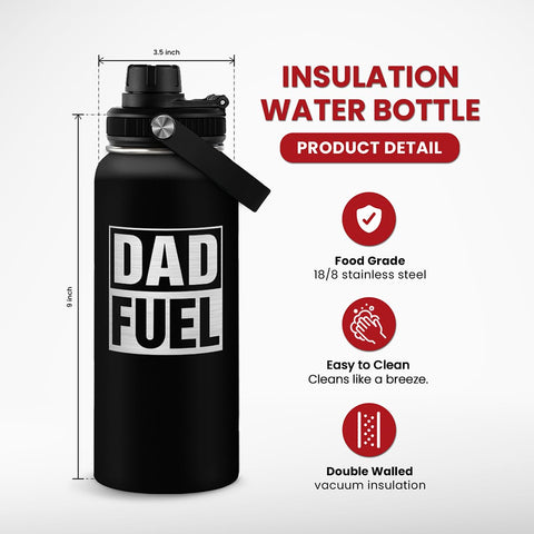 SANDJEST Dad Water Bottle 32oz lid closeup showing spill-proof seal.