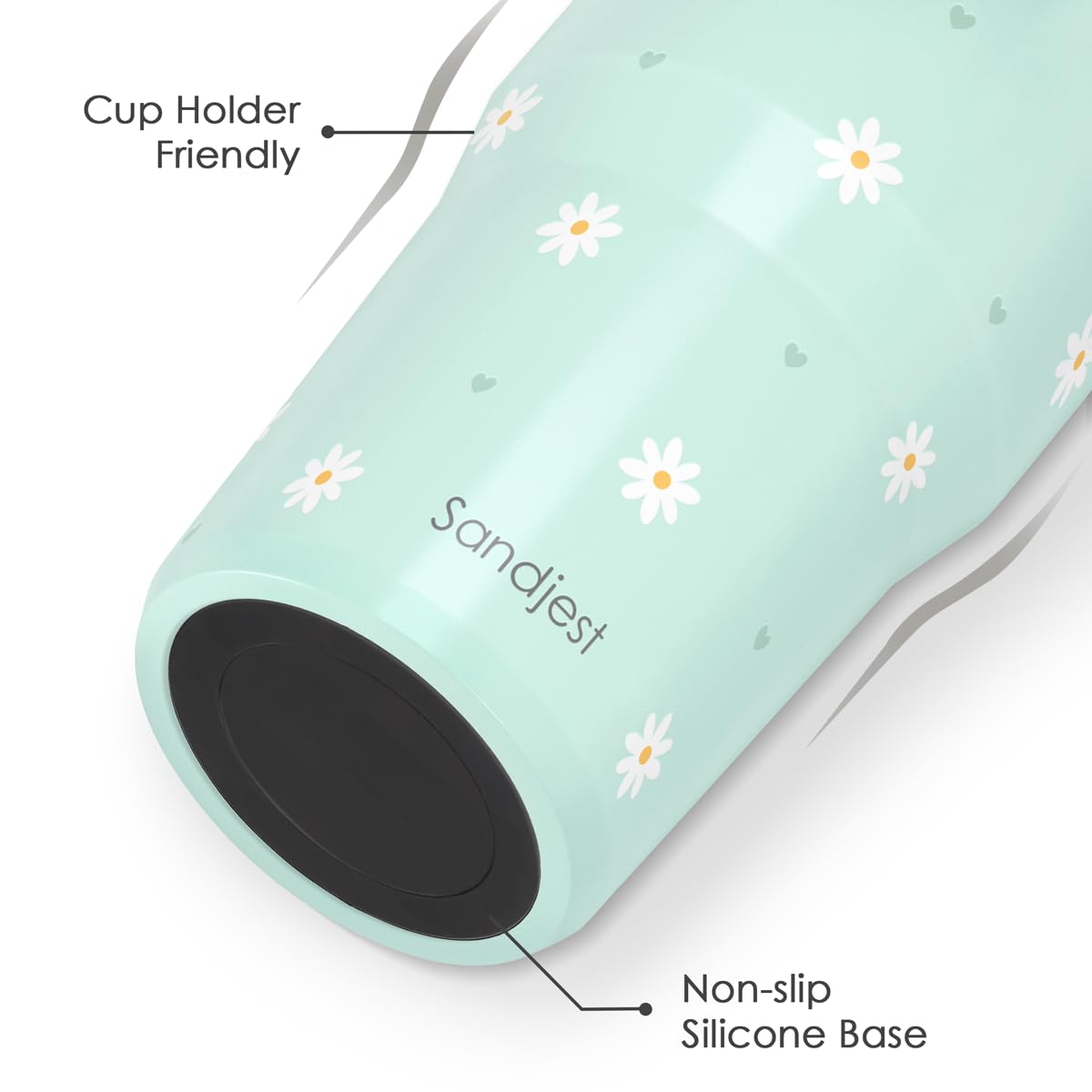 SANDJEST Daisy straw lid tumbler ready for free sipping anywhere.