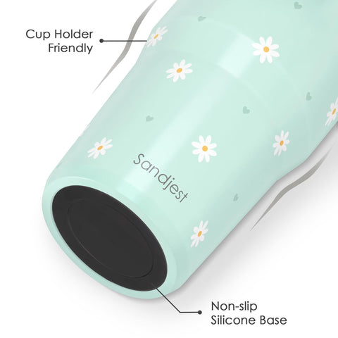 SANDJEST Daisy straw lid tumbler ready for free sipping anywhere.