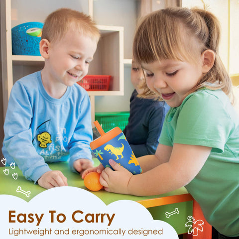 SANDJEST colorful dinosaur design promotes hydration for toddlers