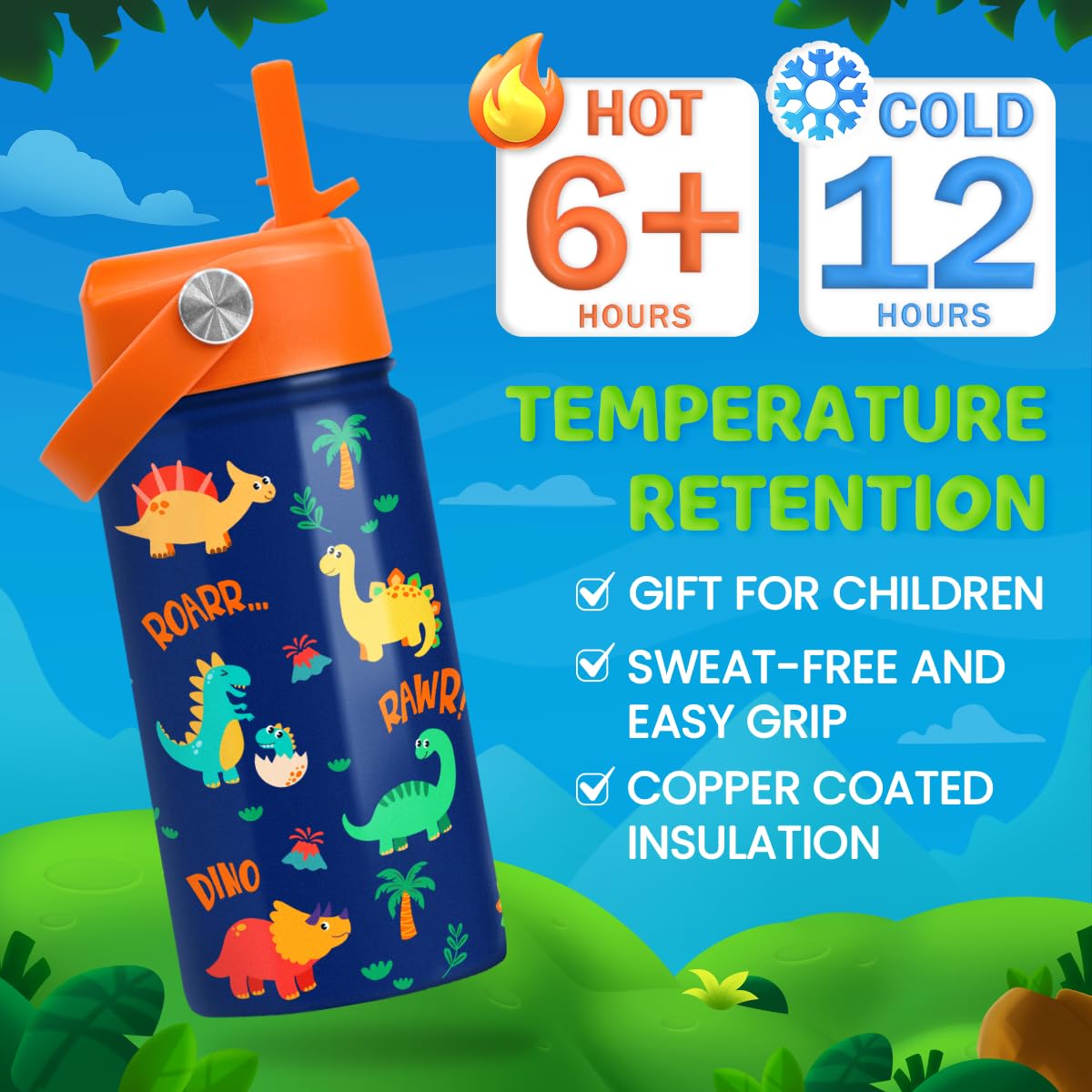 Sandjest dinosaur design excites kids for sports, travel, and school.