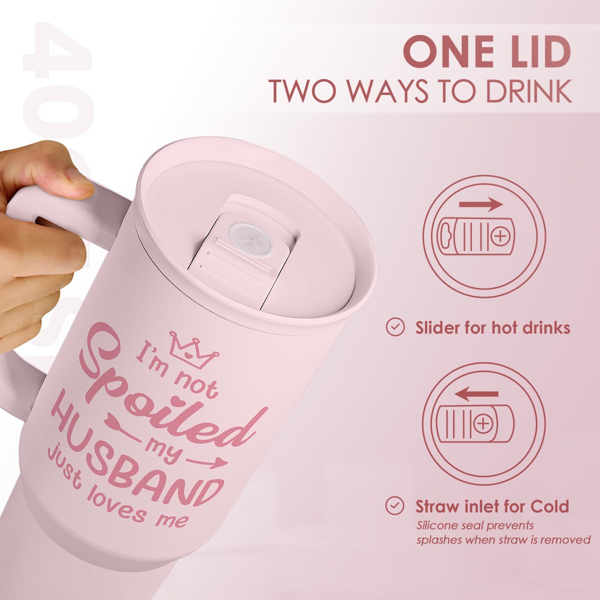 SANDJEST double-wall stainless steel construction keeps beverages at temperature.