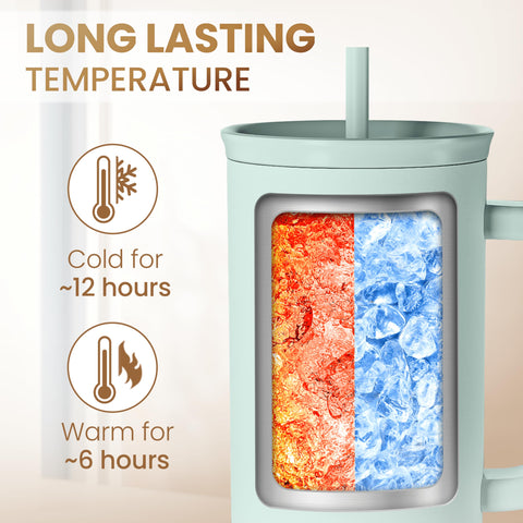 SANDJEST double-wall stainless steel tumbler keeps flavors and temperatures intact.