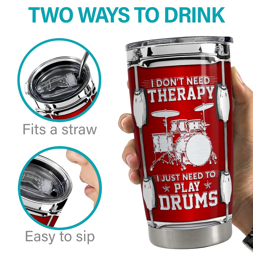 SANDJEST Drummer Tumbler 20oz stainless finish
