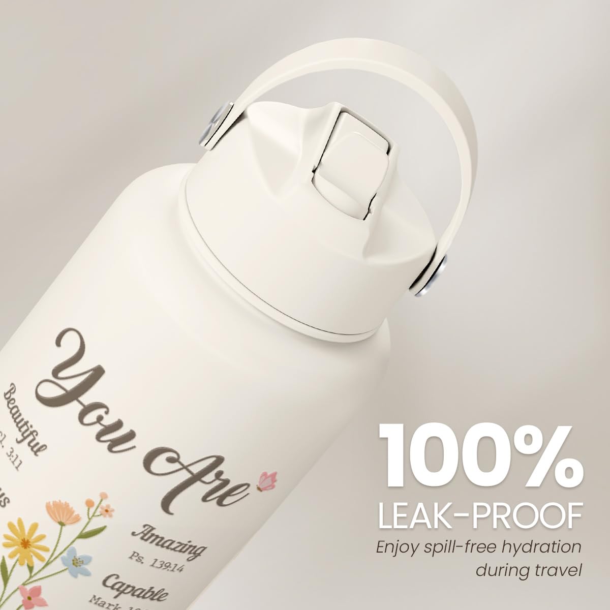 SANDJEST ergonomic bottle fits backpack and cupholder for convenient daily hydration.