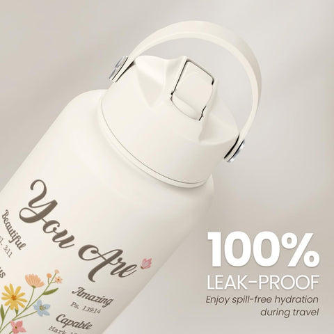 SANDJEST ergonomic bottle fits backpack and cupholder for convenient daily hydration.