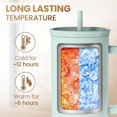 Ergonomic handle on SANDJEST tumbler for easy carrying anywhere