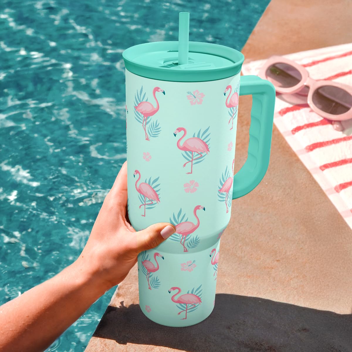 SANDJEST Flamingo Tumbler durable-build promises long-lasting use.