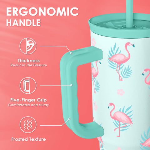 SANDJEST Flamingo Tumbler stylish-design adds flair to any outing.