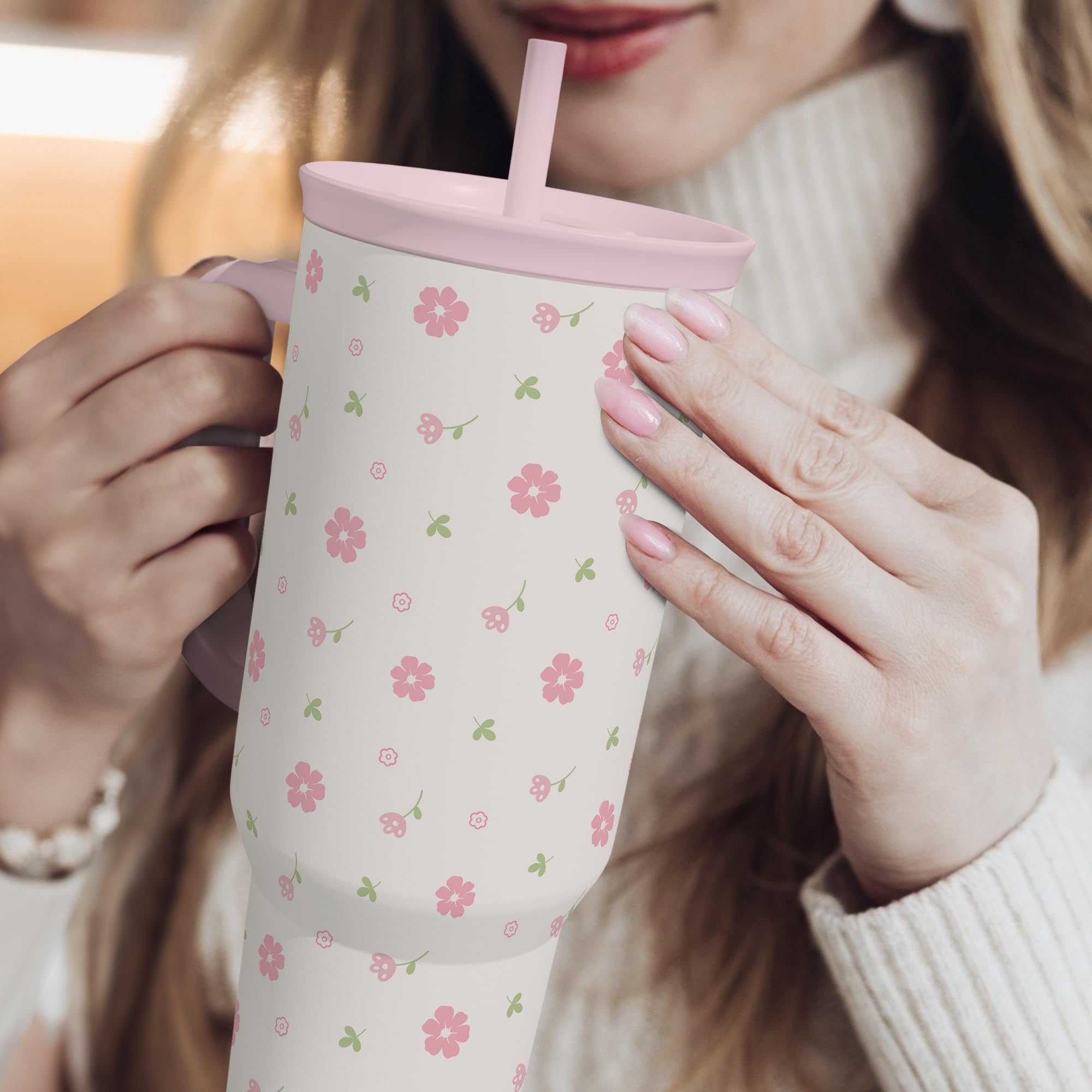 SANDJEST floral tumbler makes a ready gift for birthdays and holidays.