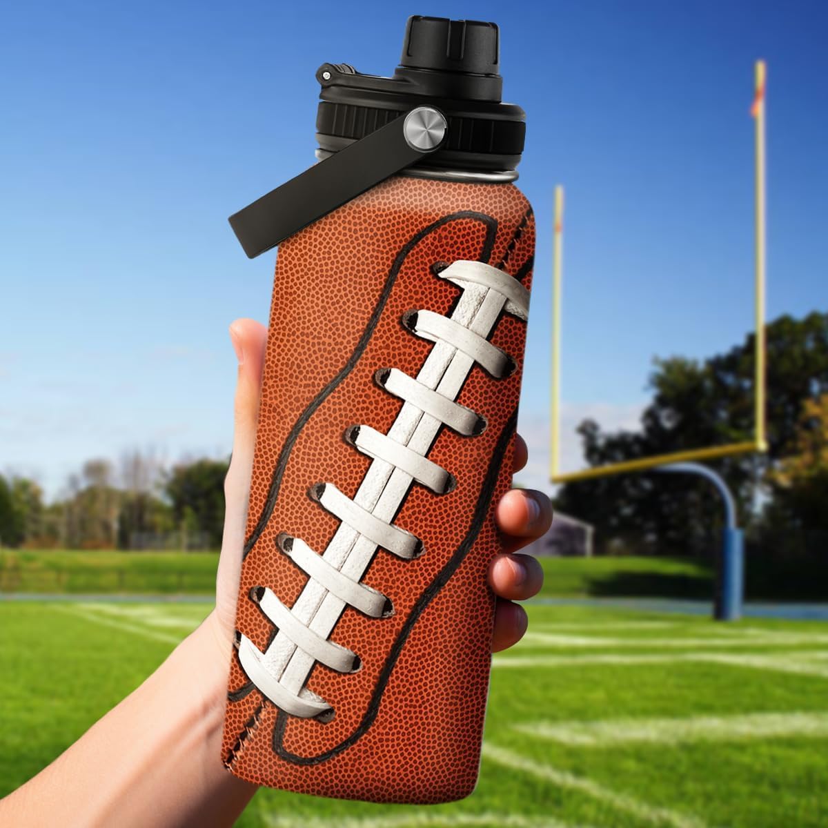 SANDJEST football gift bottle ships boxed, ideal for gifting.