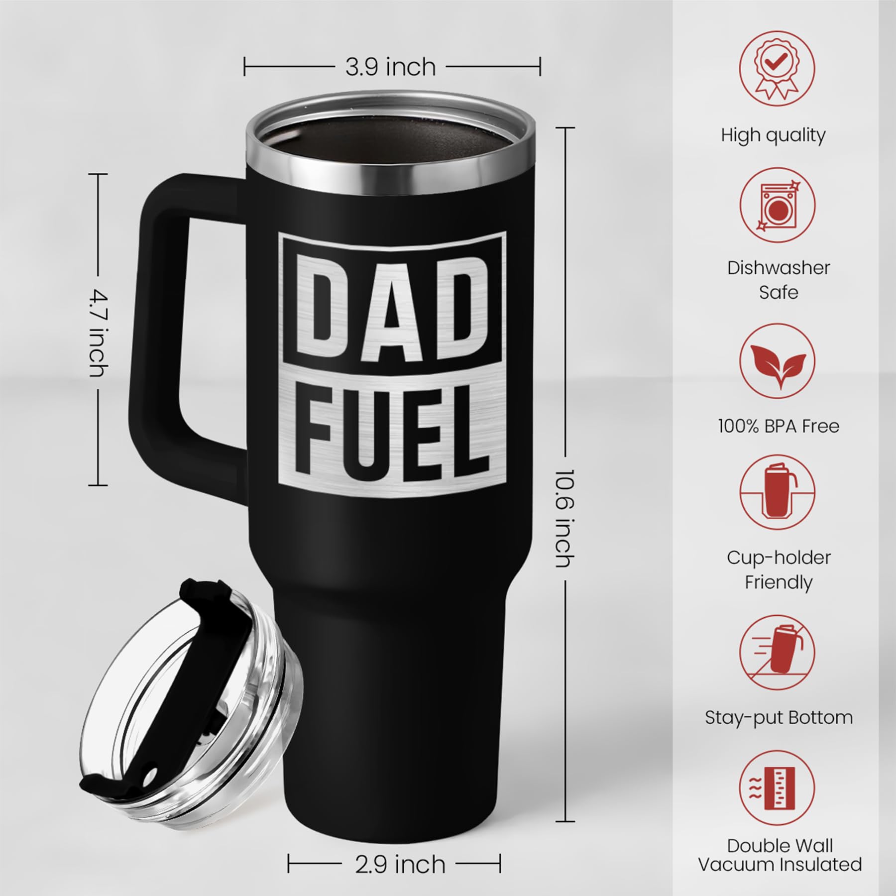 SandJest gift set dad 40oz tumbler with lid and straw, ideal for gifting.
