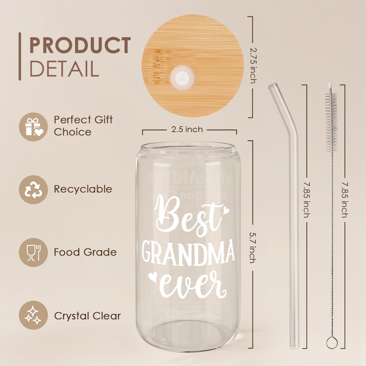 SANDJEST glass straw with tumbler for easy cleaning