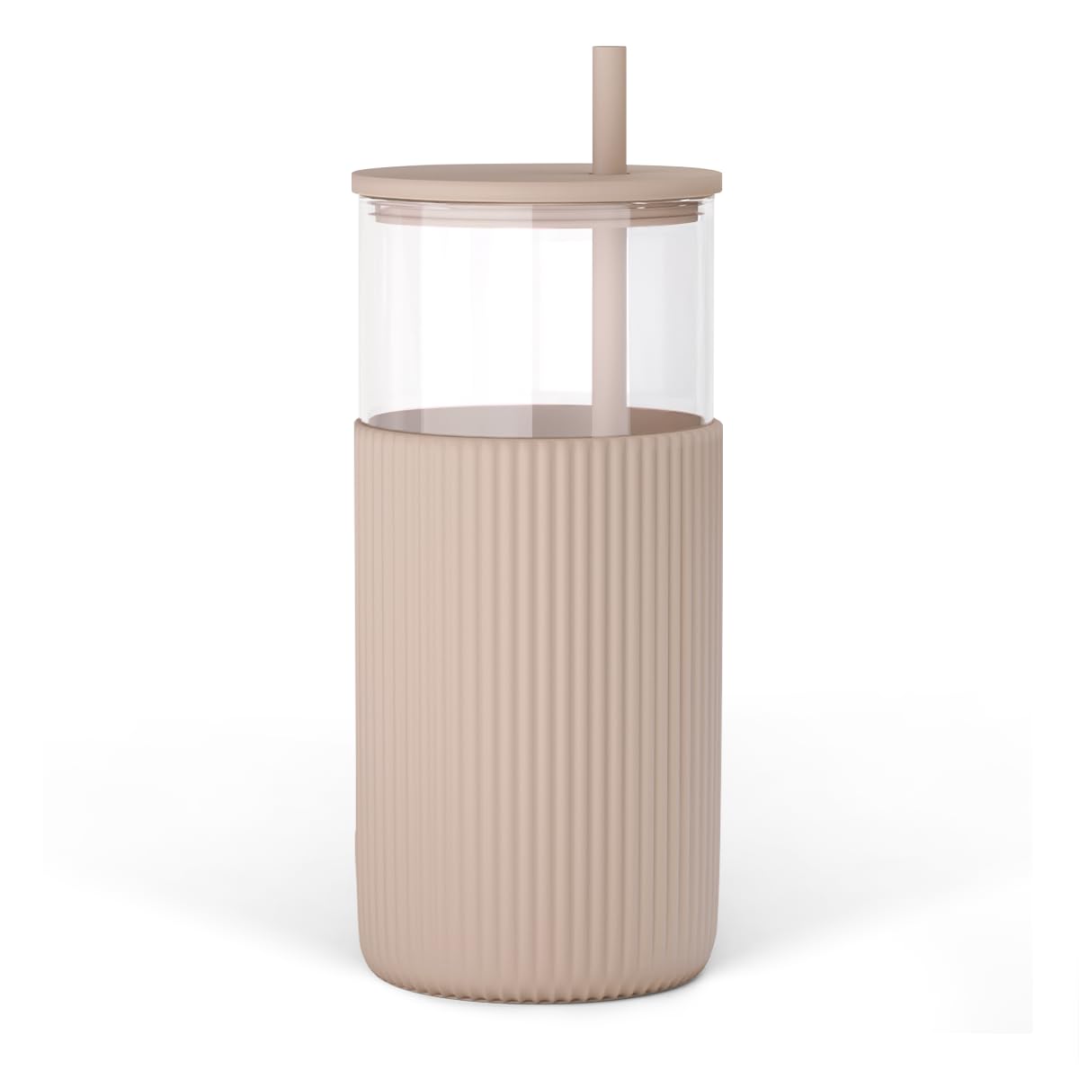 SANDJEST glass tumbler with straw and lid for on-the-go hydration and style