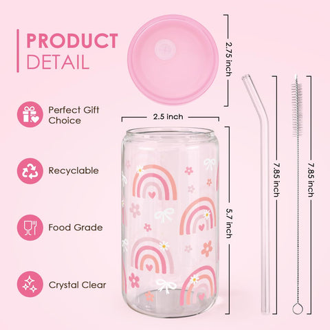 SANDJEST glass tumbler designed for women and girls, ideal for smoothies and cold drinks