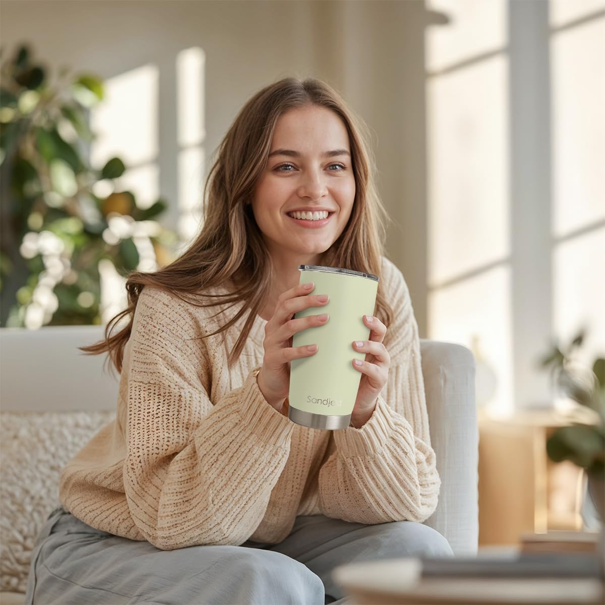 SANDJEST Green Tumbler vibrant color and packaging suggest ready-to-gift