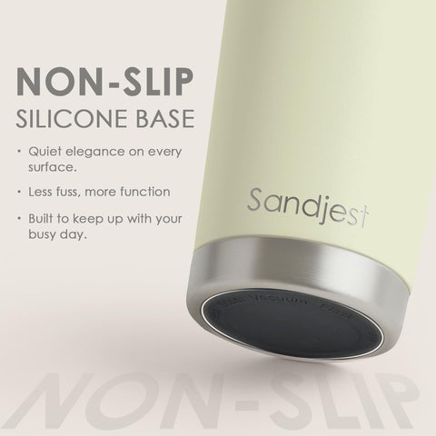 SANDJEST Green Tumbler in cup holder demonstrates ideal on-the-go beverage companion
