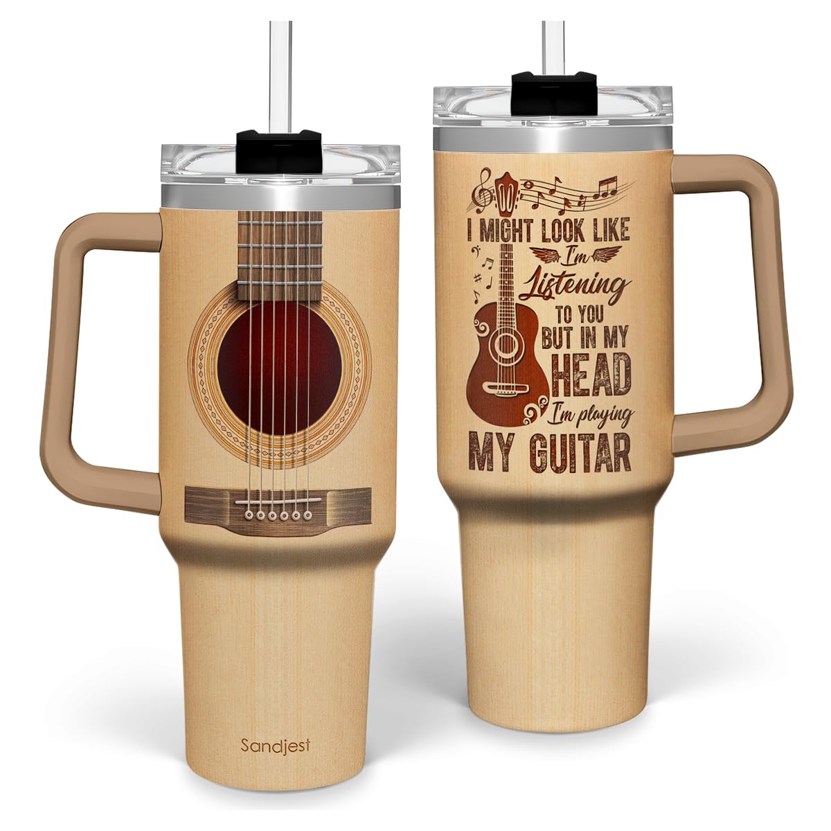 SANDJEST 40oz tumbler with handle for on-the-go gigs