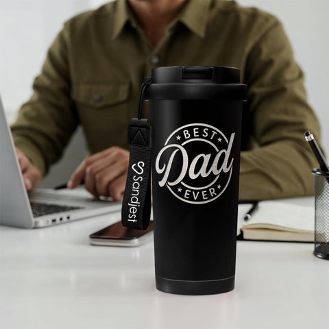 SANDJEST 18 oz capacity suitable for long commutes and sip-ready.