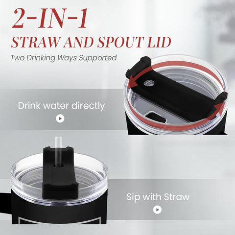 SandJest tumbler with ergonomic handle for comfortable grip during travel.