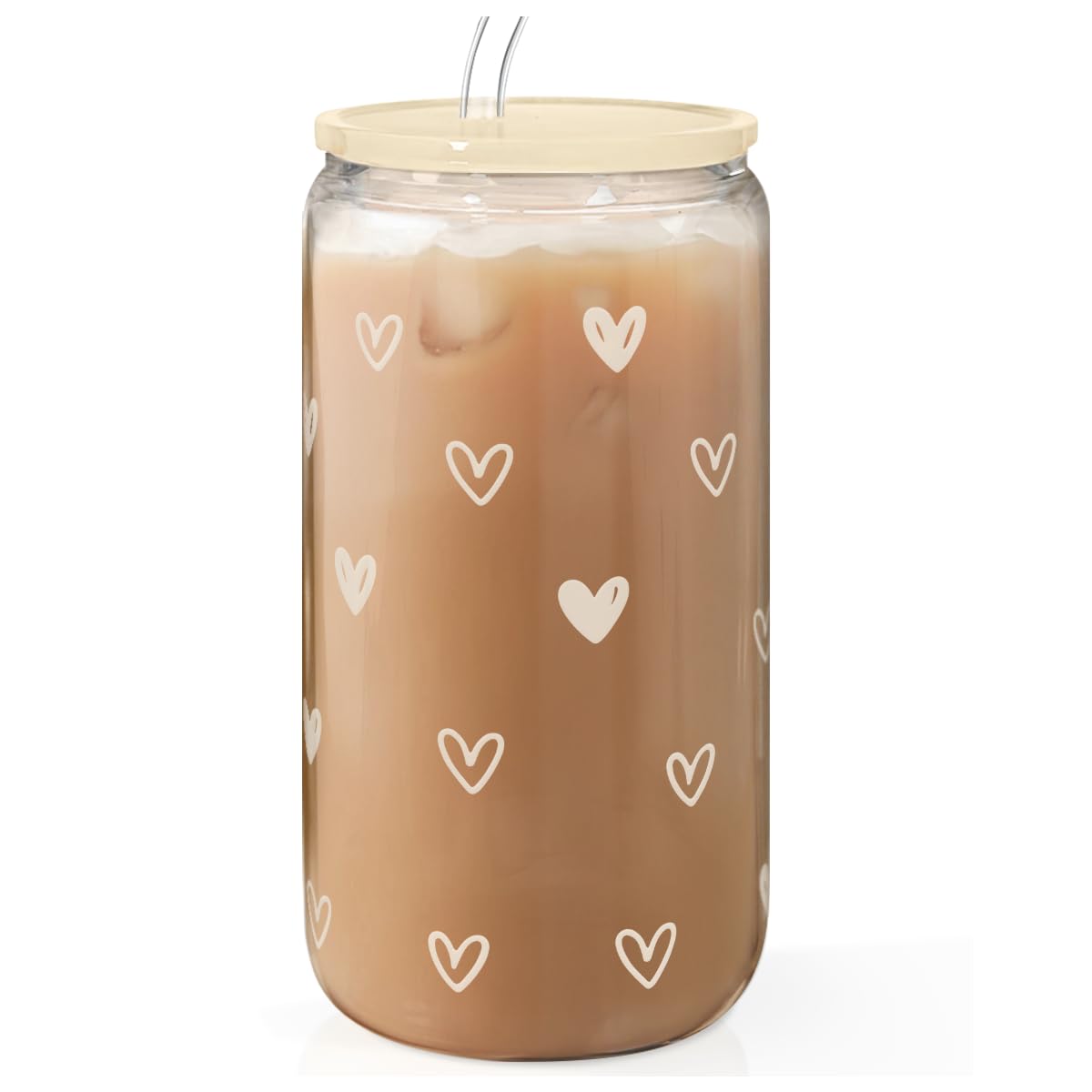 SANDJEST Heart 16oz tumbler with acrylic lid for iced beverages on the go