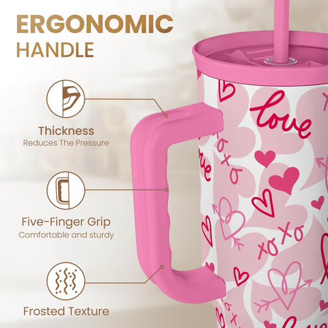 SANDJEST Heart Tumbler double-wall insulation keeps drinks cold or hot