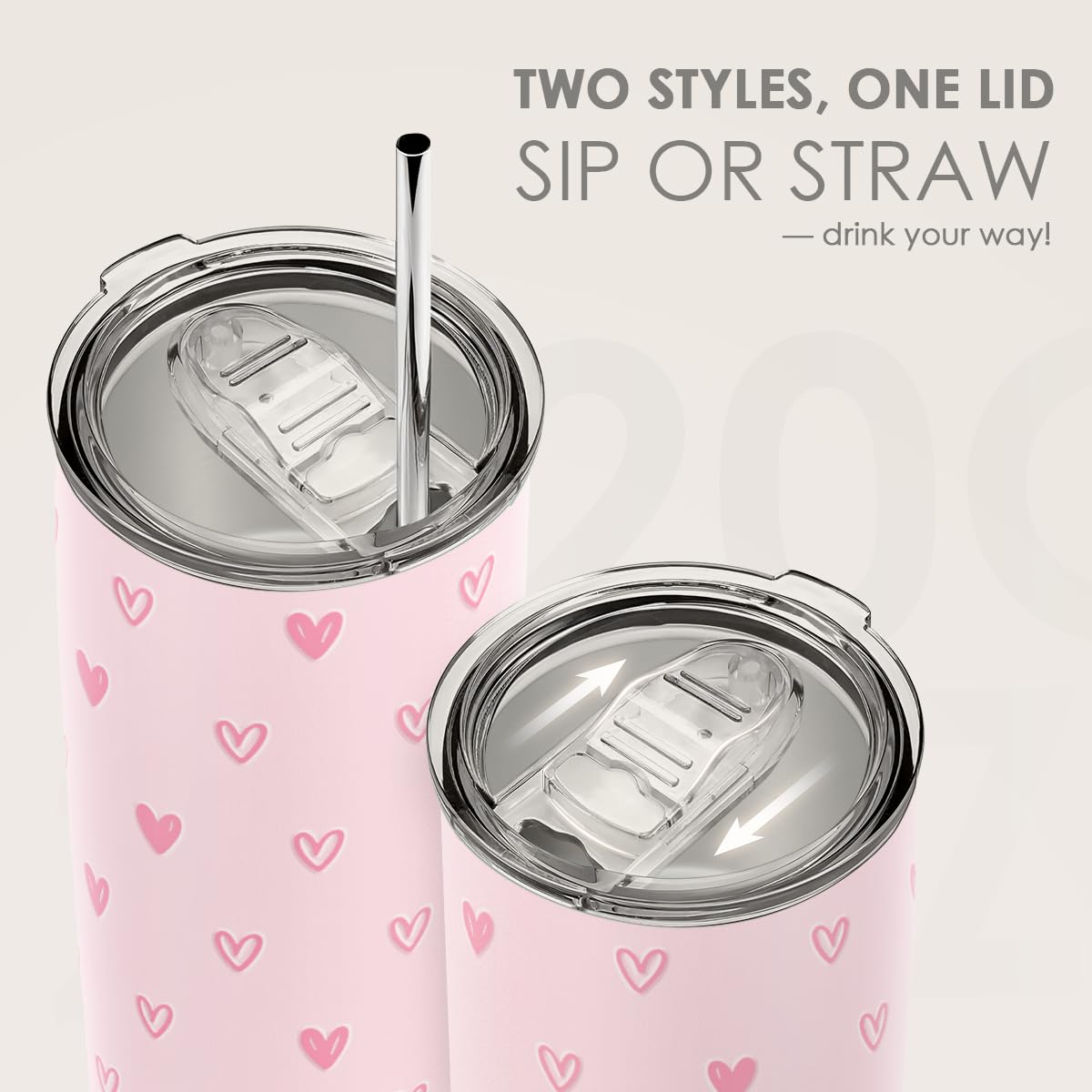 SANDJEST Heart Tumbler pink fits most cup holders for travel and daily routines