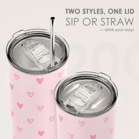 SANDJEST Heart Tumbler pink fits most cup holders for travel and daily routines