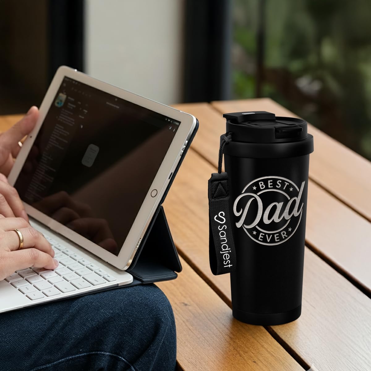 SANDJEST Holiday Dad Gift mug presents a thoughtful keepsake.