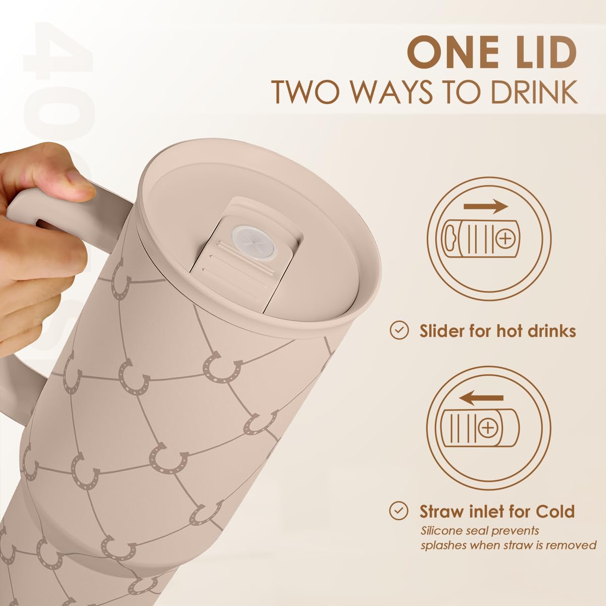 SANDJEST Horse Tumbler with Handle ergonomic carry handle for on-the-go hydration.