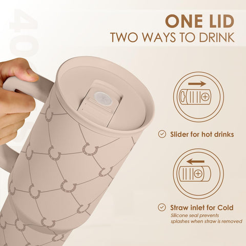 SANDJEST Horse Tumbler with Handle ergonomic carry handle for on-the-go hydration.