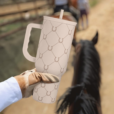 SANDJEST Horse Tumbler with Handle double-walled design locks in flavor and temperature.