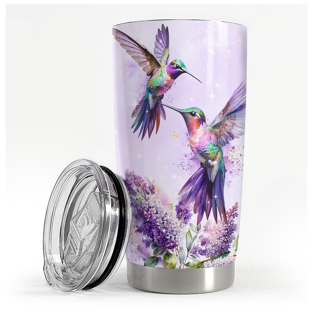 SANDJEST Hummingbird Tumbler held in hand showing ergonomic grip for daily use.