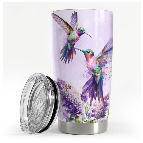 SANDJEST Hummingbird Tumbler held in hand showing ergonomic grip for daily use.