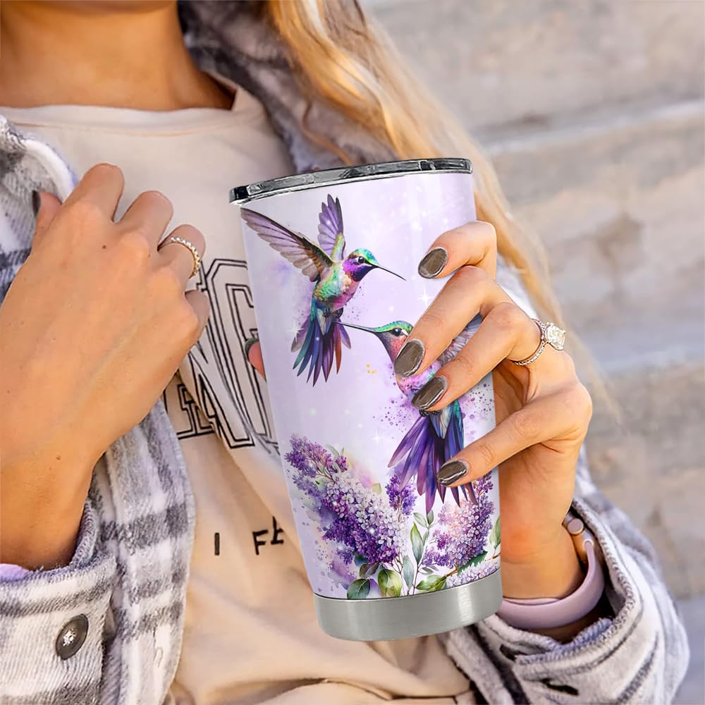 SANDJEST Hummingbird Tumbler gift idea suitable for birthdays or Mother's Day.