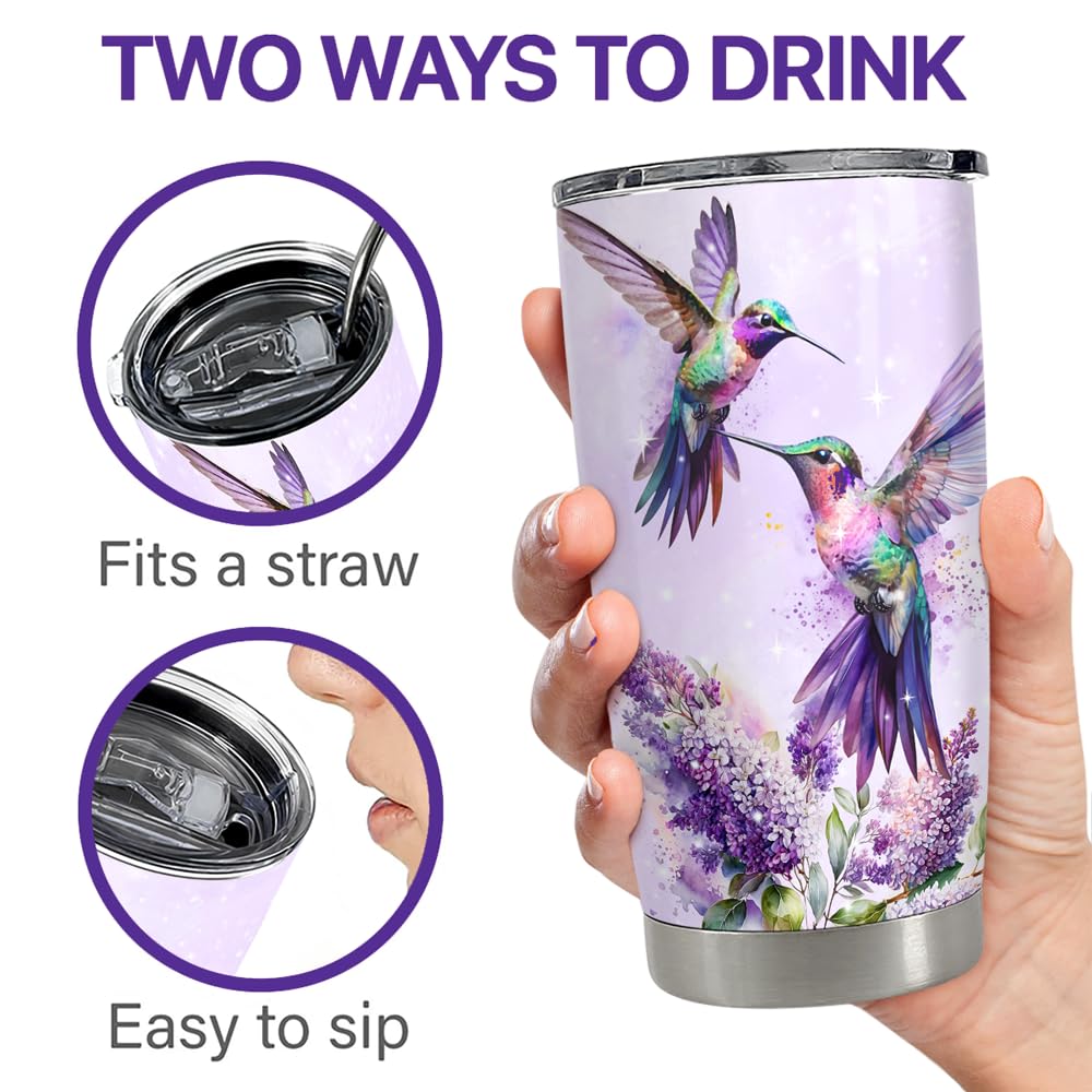 SANDJEST Hummingbird Tumbler in a gym bag as a portable companion.