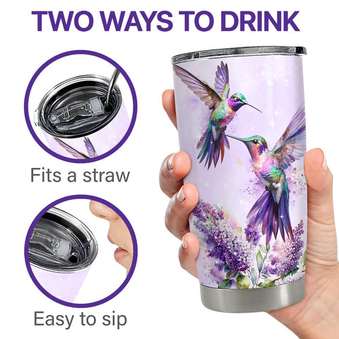 SANDJEST Hummingbird Tumbler in a gym bag as a portable companion.