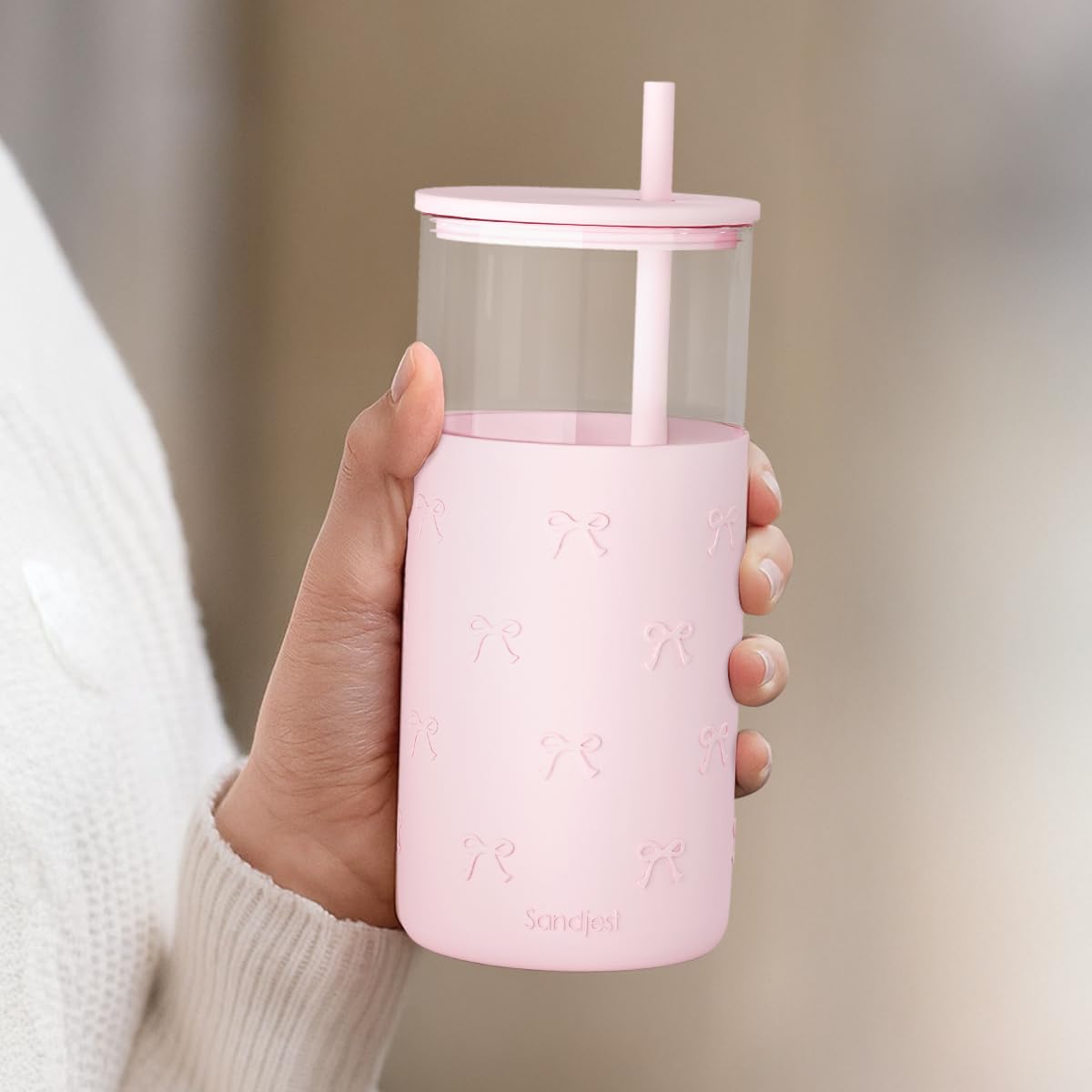 SANDJEST tumbler ideal for iced coffee, tea, and smoothies on the go