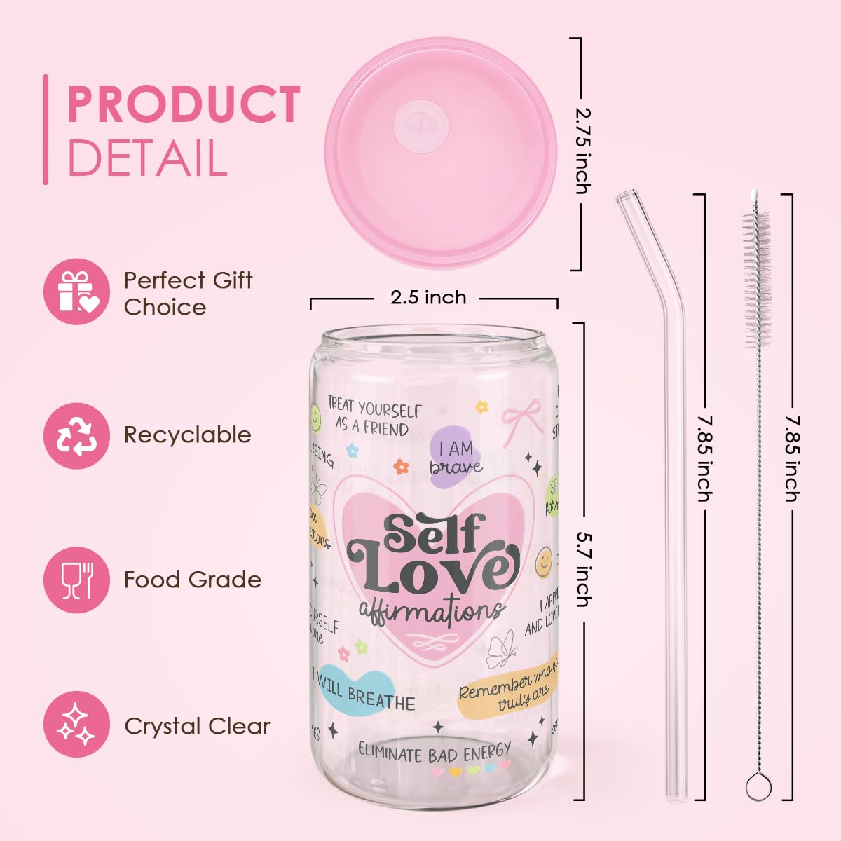 SANDJEST Inspiration Glass Can glass straw for easy, eco-friendly sipping.