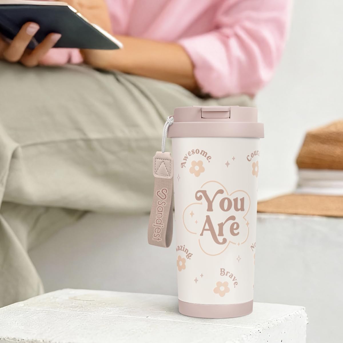 SANDJEST Inspiration Tumbler 18 oz capacity for coffee or tea
