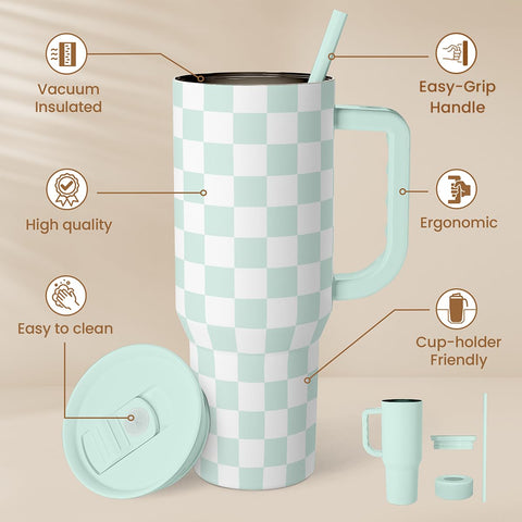 SANDJEST insulated stainless steel tumbler keeps drinks cold or hot