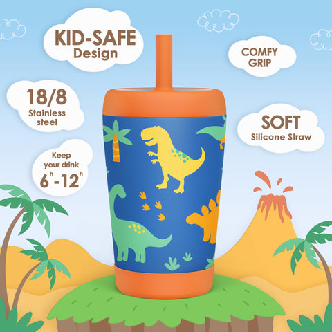 SANDJEST 12oz kid tumbler in stainless steel for durable, easy-grip use
