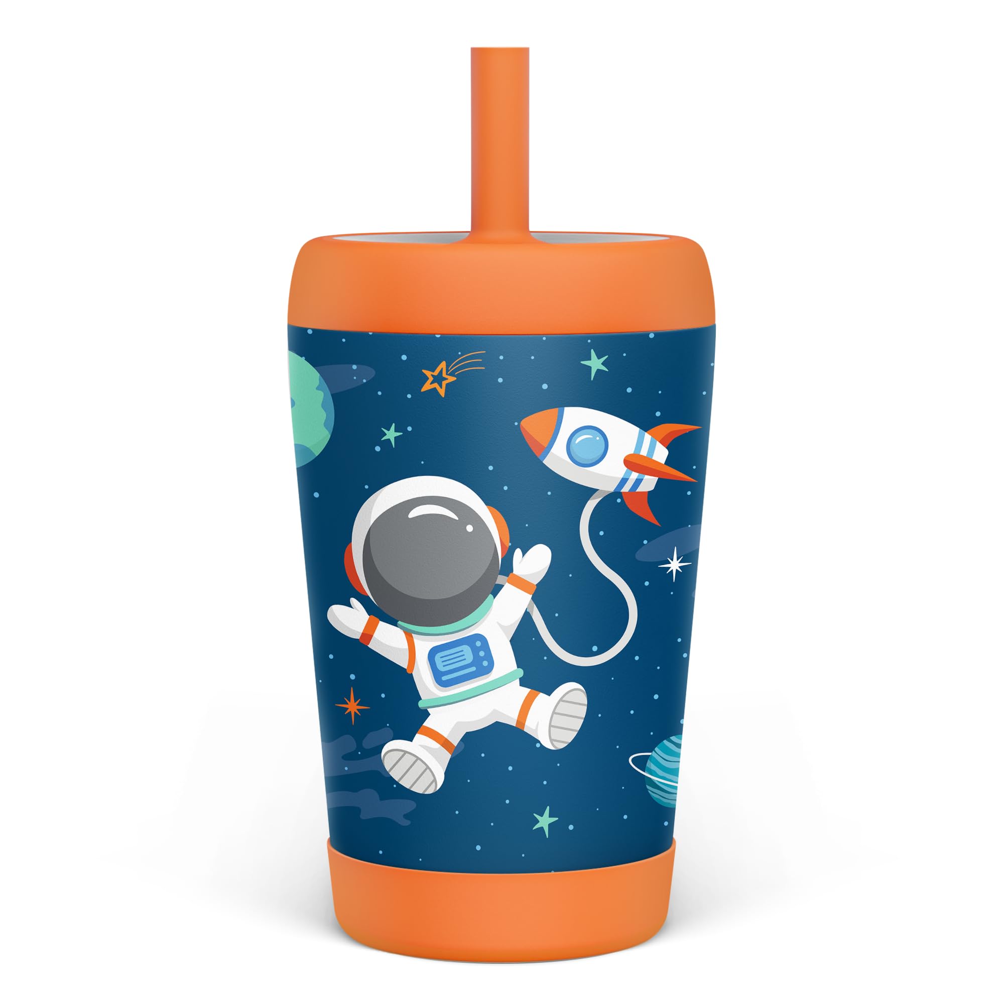 SANDJEST kid insulated tumbler with astronaut design keeps drinks cold during playtime