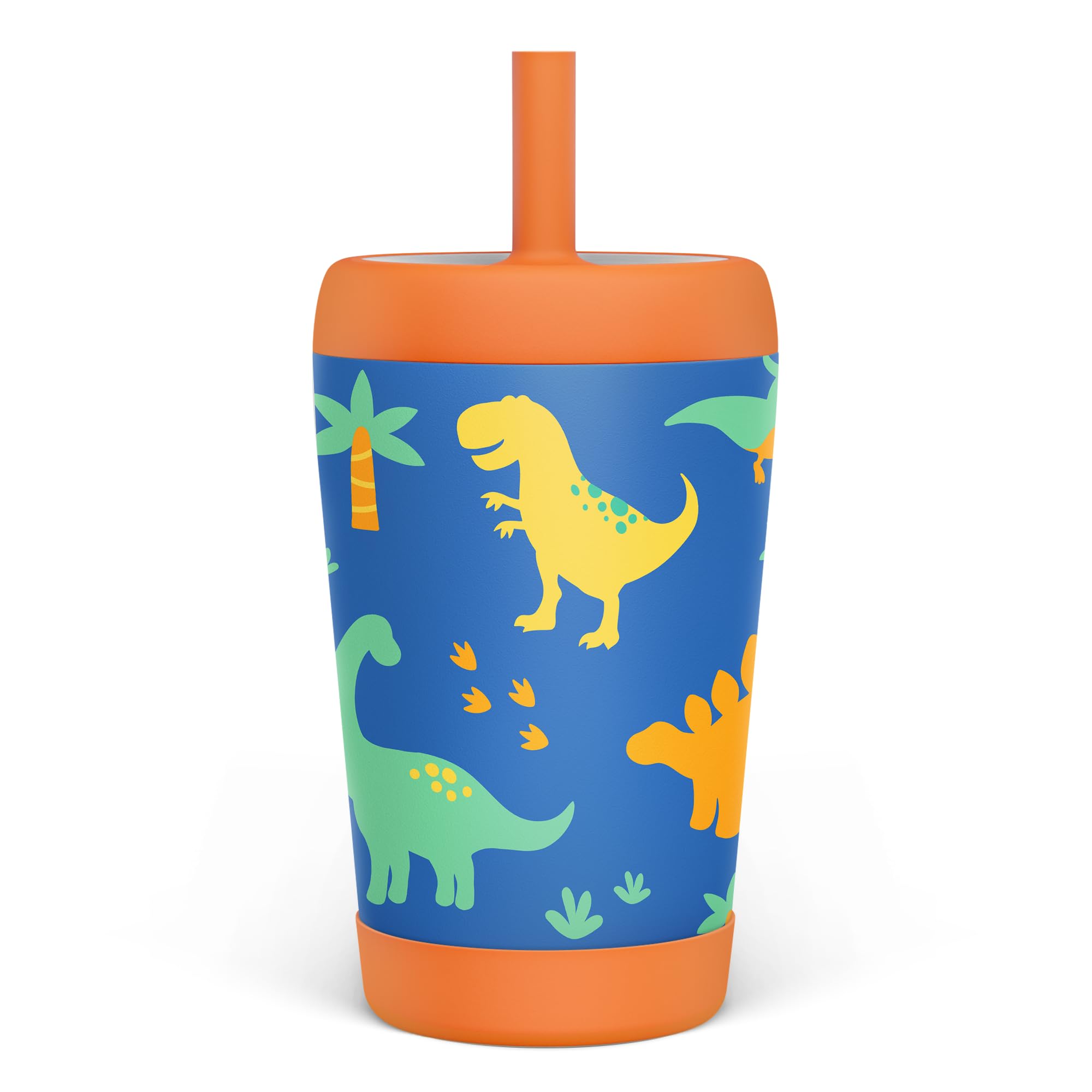 SANDJEST kid insulated tumbler with dinosaur pattern keeps drinks cool during playtime
