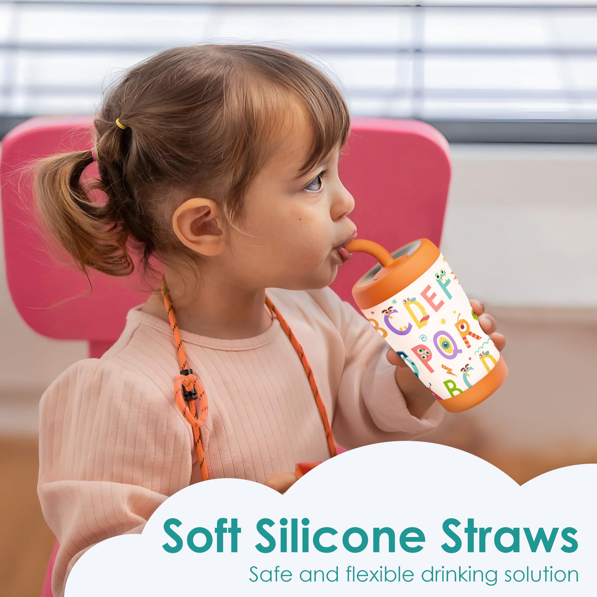 SANDJEST alphabet-pattern gift idea for toddlers learning to drink independently.