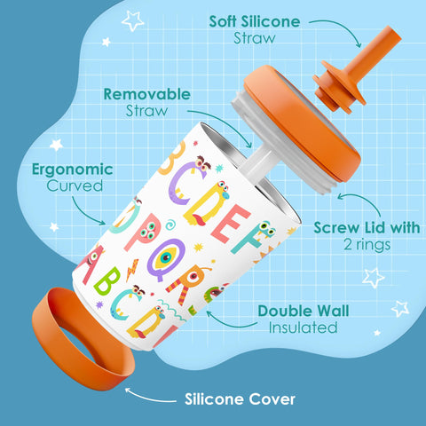 SANDJEST silicone-straw-spout reduces spills with a soft sip for kids.