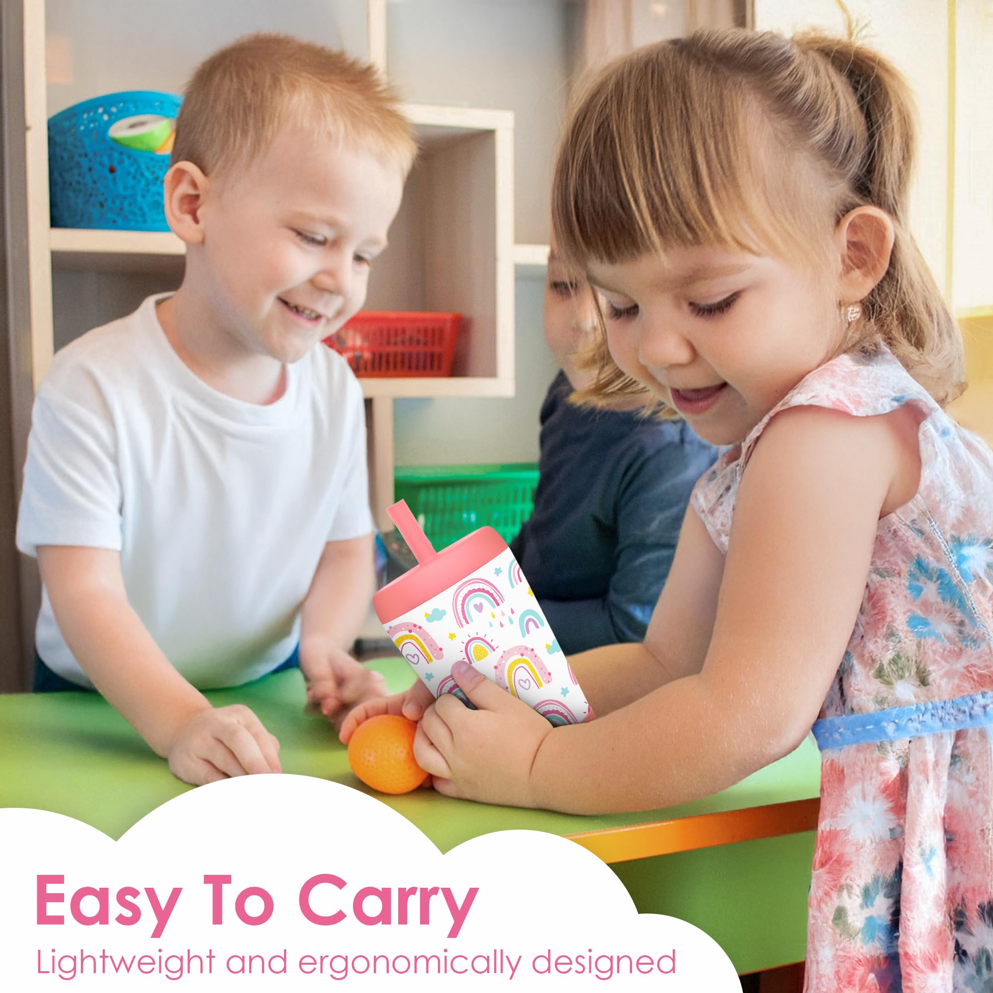 SANDJEST spill-proof lid and straw help prevent messes at home or outings.