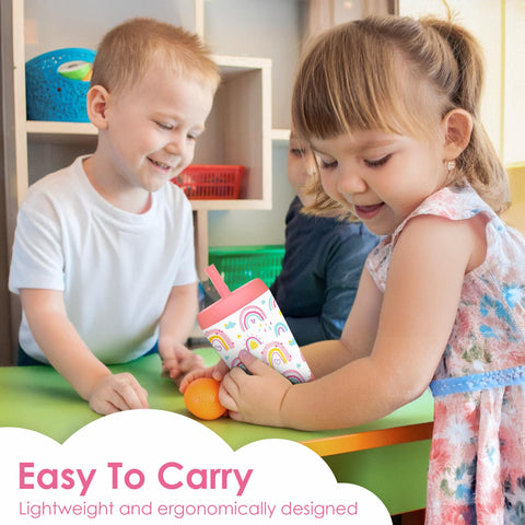 SANDJEST spill-proof lid and straw help prevent messes at home or outings.